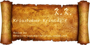 Kriszhaber Kristóf névjegykártya